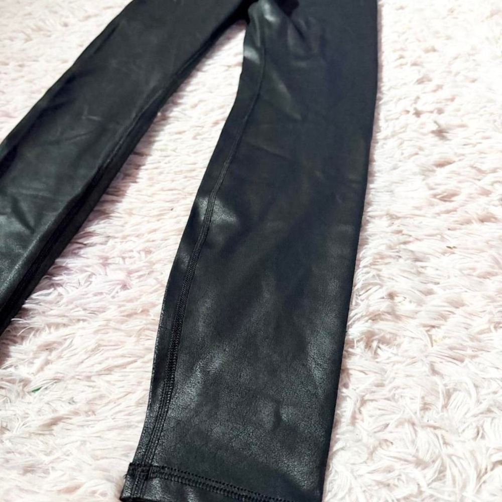 Black Faux leather Edgy Alternative Biker Chic Urban Streetwear Legging Womens S - Picture 3 of 5